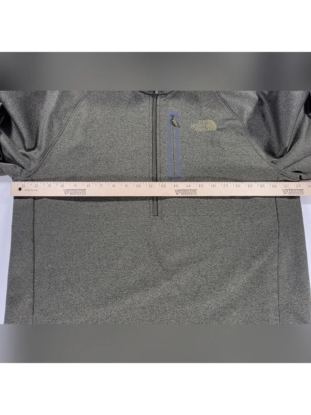 NORTH FACE Sweater Mens XL Olive 1/2 Zip Pullover Chest Pocket Logo Outdoor Hike